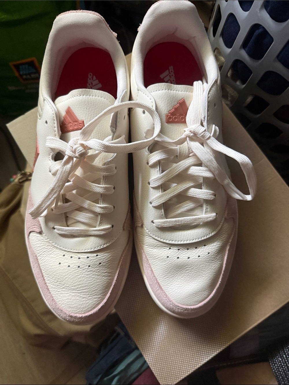 adidas Women's White & Pink Low-Top Sneakers